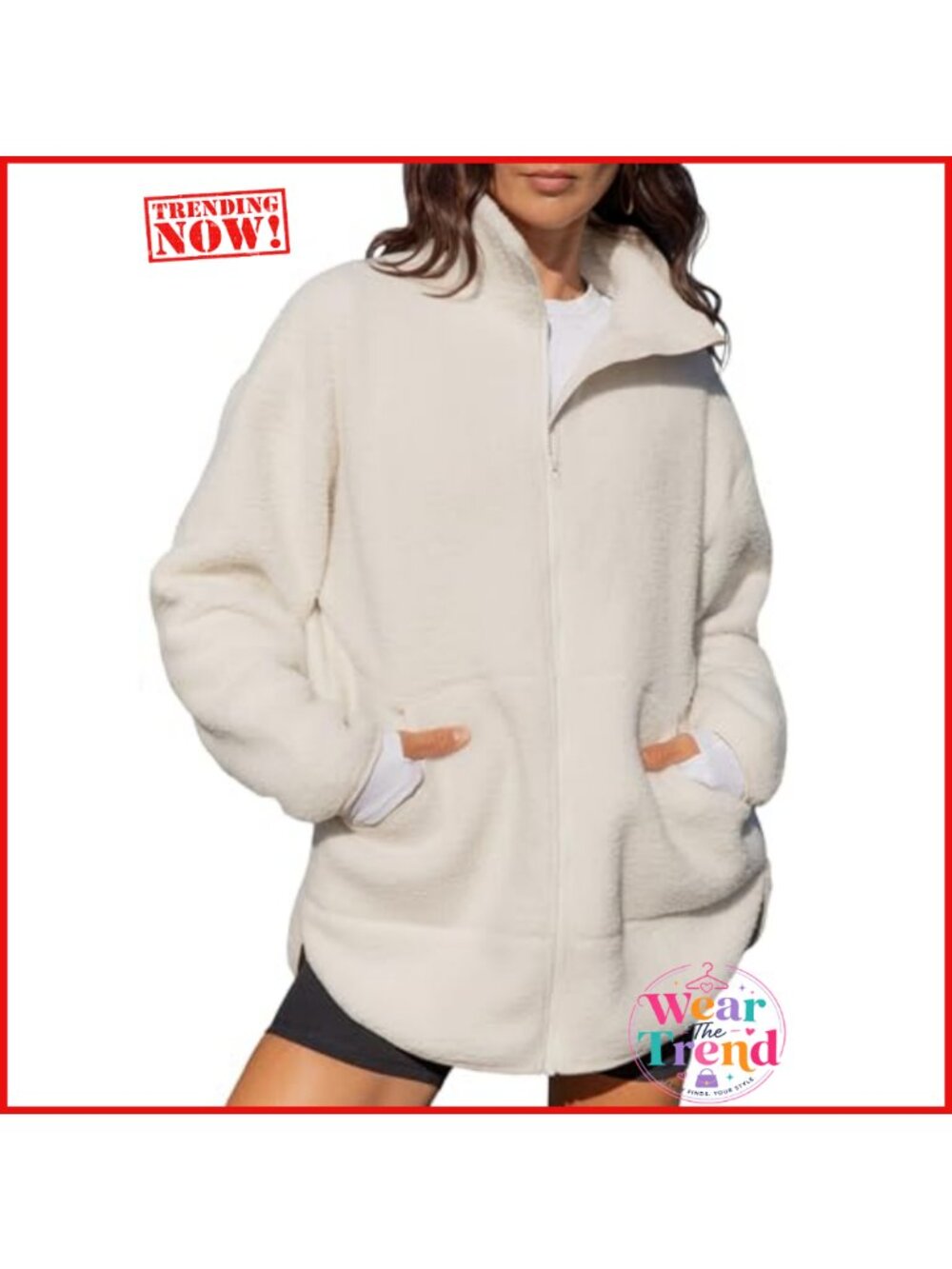 Full Zip Fleece Long Jacket Sherpa Sweatshirt Winter Coat